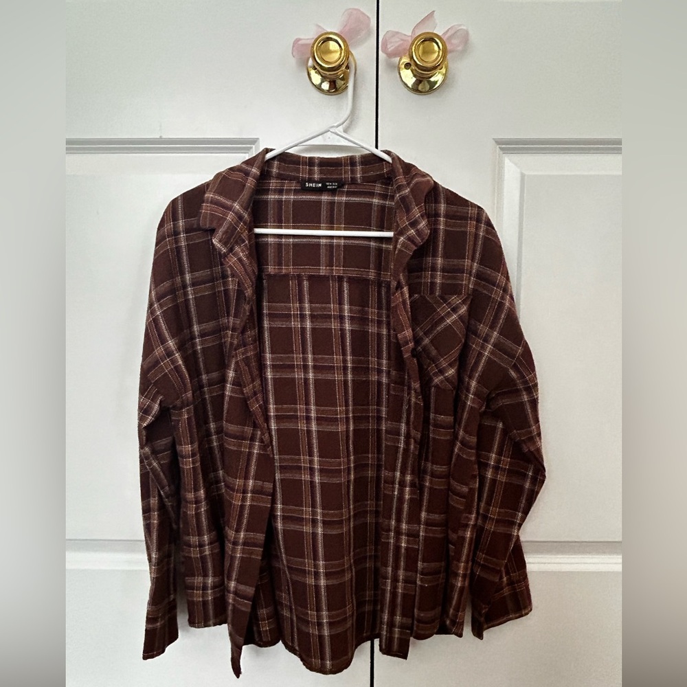 Brown, Plaid flannel, size medium, SHEIN.